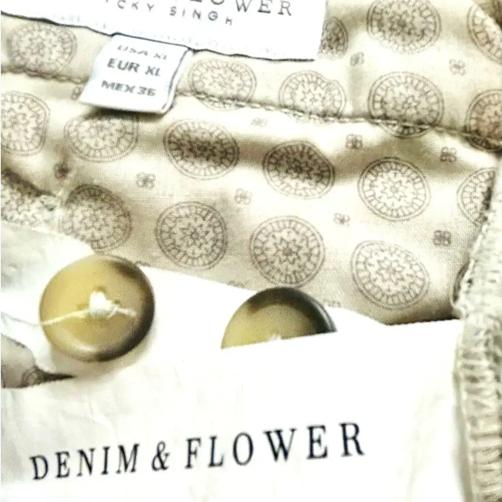Denim & Flower Ricky Singh Slim Fit Chino Pants Khaki Men's XL Stretch